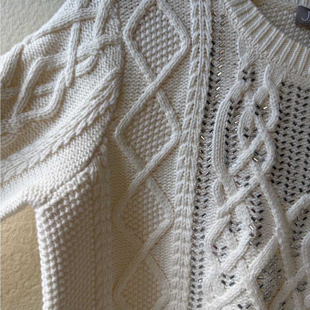 J. Crew Women's Ivory Cable Knit Sweater - Picture 5 of 6